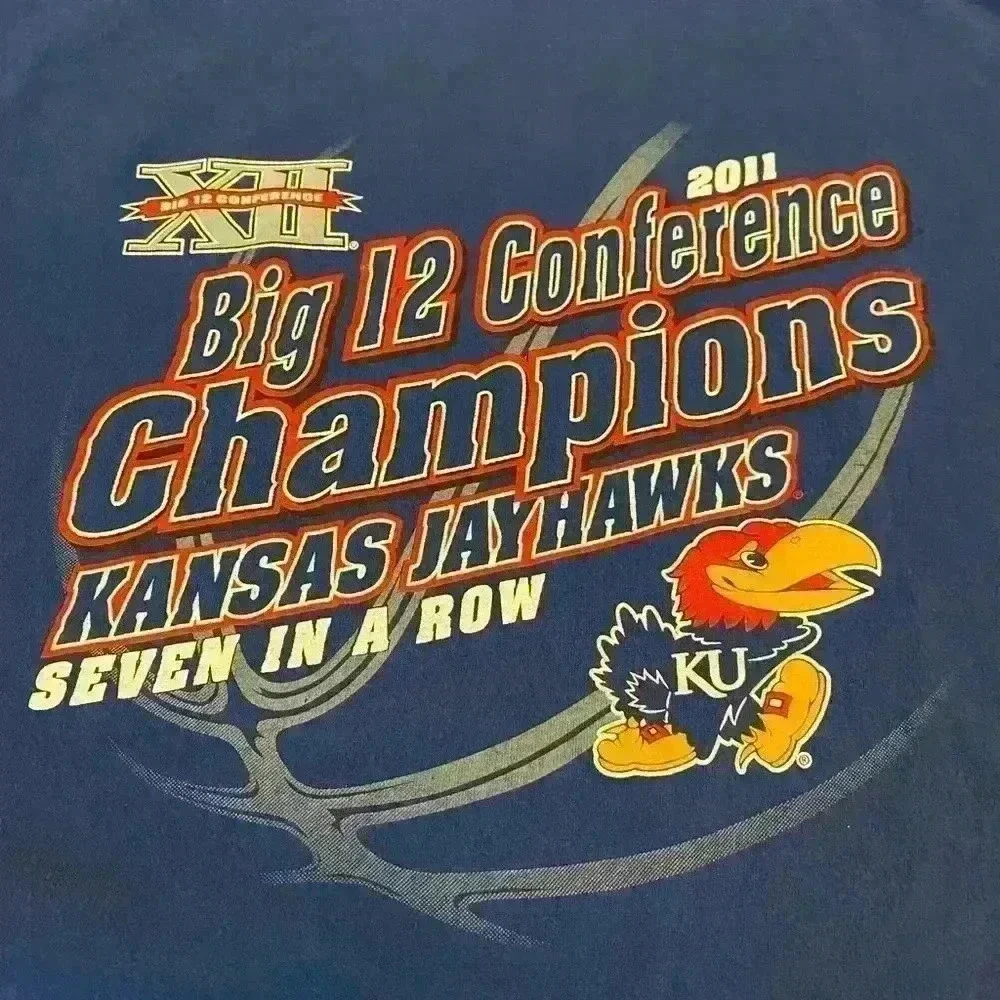 Kansas Jayhawks 2011 Big 12 Champs Short Sleeve‎ Men’s size 2XL color Blue - Picture 2 of 4